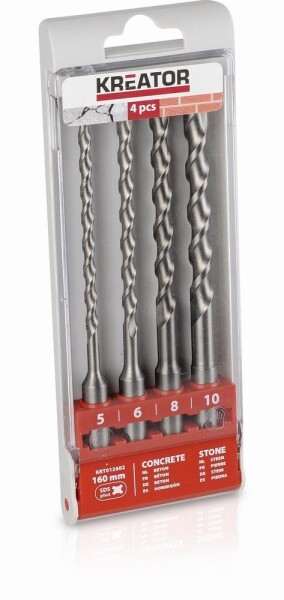 PowerPlus KRT012602 - 4 ks SDS plus Vrtáků 5-6-8-10 x 160 mm