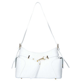 Extravagantní kožená kabelka na rameno Lina, bílá