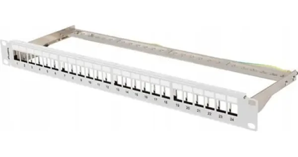 Lanberg patch panel pro Keystone šedý / Patch panel / 24 portů / FTP / 1U / 19" / neosazený (PPKS-0924-S)