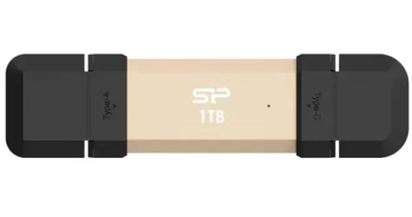 Silicon Power DS72 1TB zlatá / USB-A + USB-C 3.2 Gen 2 / R: 1050MBs / W: 850MBs (SP001TBUC3S72VPG)