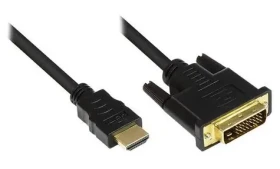 Good Connections HDMI-DVI-D 1m černá / Propojovací kabel / HDMI (M) - DVI-D (M) / pozlacené konektory (GC-M0008)