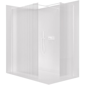 CERANO Sprchová zástěna Walk-in Onyx T L/P - 8 mm - hranatá vzpěra - bílá matná, rýhované sklo - 150x50x200 cm
