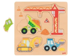 GOKI Dřevěné vkládací puzzle Na stavbě
