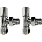 CERANO Připojovací sada radiátorových ventilů - ruční - rohová - 1/2"/PEX 16x2 mm - chrom