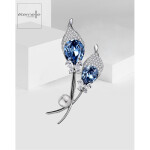 Brož Swarovski Elements Lanza - květina, Modrá