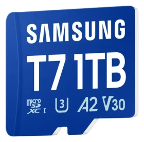 Samsung T7 modrá / Paměťová karta microSDXC / 1 TB / UHS-I U3 / Class 10, V30, A2 / čtení: 170 MB/s (MB-MB1T0T/WW)