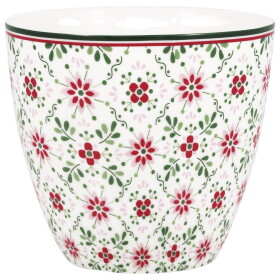 GREEN GATE Latte cup Nenne White 300 ml, zelená barva, porcelán 300ml