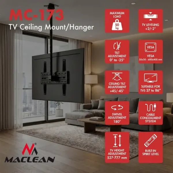 MC-173 / Stropní držák pro TV / 37-86" / VESA 600x400 / nosnost 50kg (MC-173)