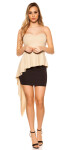 Sexy KouCla bandeau mini dress high low peplum BEIGE