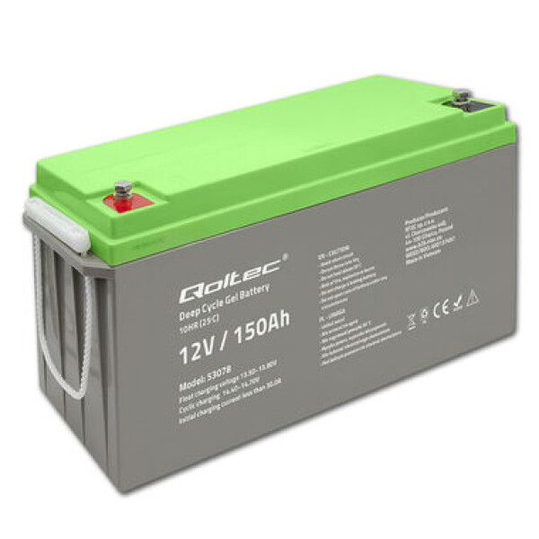 Qoltec Deep Cycle Gel Battery 53078 / Akumulátor / 12V / 150Ah (53078)