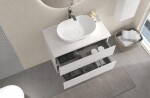 CERANO - Koupelnová skříňka Carole + deska pod umyvadlo Navira Slim - 18 mm - bílá matná rýhovaná - 60x49,8x46 CER-013460