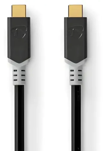 Nedis USB-C antracitová / Datový kabel / USB-C - USB-C / USB 3.2 Gen 2x2 / 100 W / 20 Gbps / 4K 60Hz / 2 m (CCBW64020AT20)
