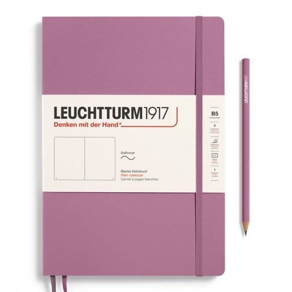 Notebook Composition (B5), Softcover, 123 numbered pages, Dusty Rose, plain
