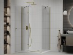 MEXEN/S - Roma obdélníkový sprchový kout 100x70, transparent, zlatý + vanička 854-100-070-50-00-4010