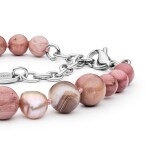 Náramek Eustacio - sladkovodní perla, rodonit, botswanský achát, Barevná/více barev 18,5 cm + 3 cm (prodloužení)