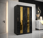 Šatní skříň Abi Golden Pole Barva korpusu: Bílá, Rozměry: 120 cm, Dveře: Černý mramor se zlatým zrcadlem