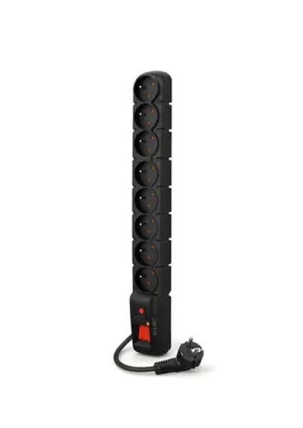 Acar S8 PRO černá / Prodlužovací kabel / 8 zásuvek / přepěťová ochrana / 3 m (W0143)