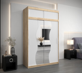 Šatní skříň Abi Mr s nástavcem Dveře: Bílá, Rozměr: 150 cm, Korpus: Dub sonoma