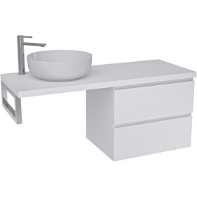 CERANO Koupelnová skříňka Carole - bílá matná + deska pod umyvadlo Navira Pro - 36 mm + konzole chrom - 120x46x51,6 cm