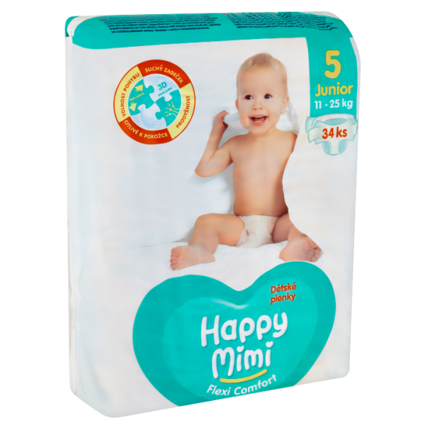 Happy Mimi Flexi Comfort dětské plenky 5 junior 34 ks