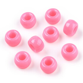 Akrylové korálky - pony beads - růžové - 6 x 9 mm - 10 ks