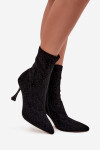 Dámské kotníkové boty na jehlovém podpatku D&A – černé Velikost: 39