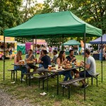 Samorozkládací párty stan se stěnami v různých barvách 3 x 6 m Černá