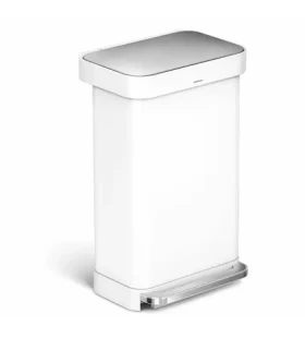 Simplehuman Pedálový odpadkový koš – 45 l / bílá ocel/ kapsa na sáčky (CW2027)