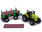 Mamido Traktor s přívěsem se dřevem zelený