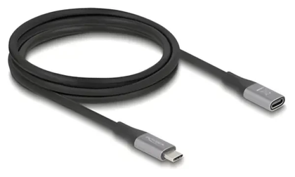 DeLock USB4 Gen 3x2 prodlužovací kabel 2m černá-šedá / USB-C (M) - USB-C (F) / 40 Gbps / USB PD 240 W (81202)