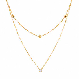 Dvojitý náhrdelník Fosca Gold - chirurgická ocel, Zlatá 45 cm + 5 cm (prodloužení)