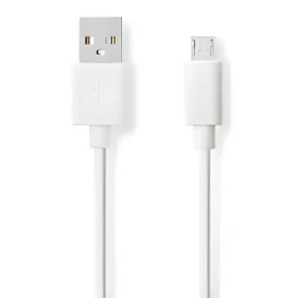 Nedis USB 2.0 kabel bílá / Kabel USB / USB-A - Micro-B / 480 Mbps / 2 m (CCGB60500WT20)