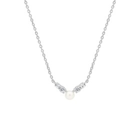 Stříbrný náhrdelník s bílou perlou Mabelia, stříbro 925/1000, 42 cm + 8 cm (prodloužení) Bílá