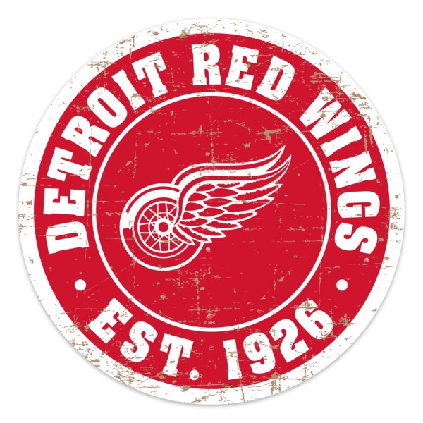 Mustang Cedule Detroit Red Wings NHL 22" Round Distressed Logo