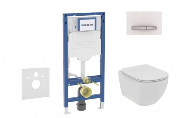 GEBERIT - Duofix Set předstěnové instalace, klozetu Tesi a sedátka softclose, tlačítko Sigma50, alpská bílá SANI11CD3115
