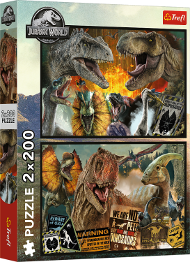 Puzzle 2v1 Jurský park/Prehistorický svět 2x200 dílků 41x27,5cm v krabici 26x34x4,5cm