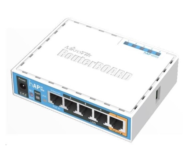 MikroTik hAP ac lite, 650MHz CPU, 64MB RAM, 5x LAN, 2.4 + 5GHz Wi-Fi 802.11b/g/n/ac, vč. L4 EDF_1015640