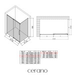 CERANO - Sprchový kout Lantono L/P - 8 mm - Soft-Close - černá matná, transparentní sklo - 120x70x195 - posuvný CER-433109