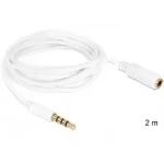 DeLock prodlužovací kabel Jack 3.5mm (M) - Jack 3.5mm (F) bílá / Audio kabel / 2 m / pozlacené kontakty (84482)