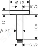 HANSGROHE - Příslušenství Přívod od stropu S 100 mm, matná bílá 27393700