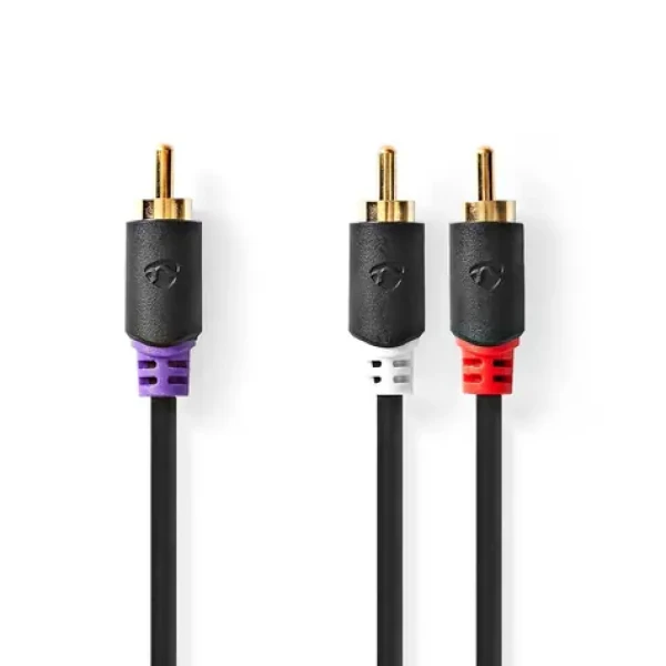 Nedis Kabel k subwooferu RCA (M) - 2x RCA (M) 3.00 m antracit (CABW24000AT30)