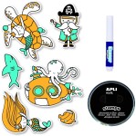 APLI APLI, 16813, dětská razítka se zmizíkem, Mořské dobrodružství, 8 ks