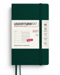 Týdenní plánovač Zápisník Forest Green, Pocket A6 2027, Softcover, anglicky
