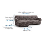 Bielastické potahy MARMO hnědé sedačka s otomanem vlevo (š. 170 - 300 cm)