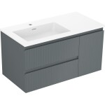 MEXEN/S - Rivel koupelnová skříňka 90 cm s umyvadlem Otis levá, 2S, 1D, reliéf, grafit mat/bílá mat 91A23-09047-3-BBFFF66-W18L01