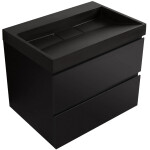 CERANO - Koupelnová skříňka Carole - černá matná + umyvadlo z lit. mramoru Vita - černá matná - 70x58x46 CER-669049