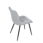 Židle jídelní, stříbrná látka, černý kov