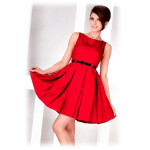 Dámské společenské šaty FOLD se sklady páskem středně dlouhé červené Červená Numoco Červená