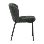 Židle jídelní, zelená látka, černé kovové nohy.