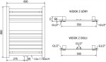 MEXEN/S - Uran radiátor + topná tyč 800 x 600 mm, 600 W, antracit W105-0800-600-2600-66